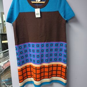 Kate Spade Blue and Brown Geometric Dress